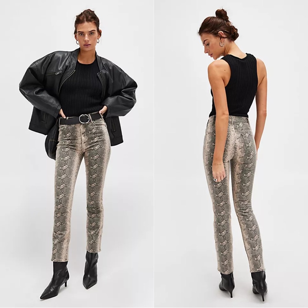 NWT Mother The Hustler Flood Boa Babe Snakeskin Jeans Size 27 - Picture 3 of 11